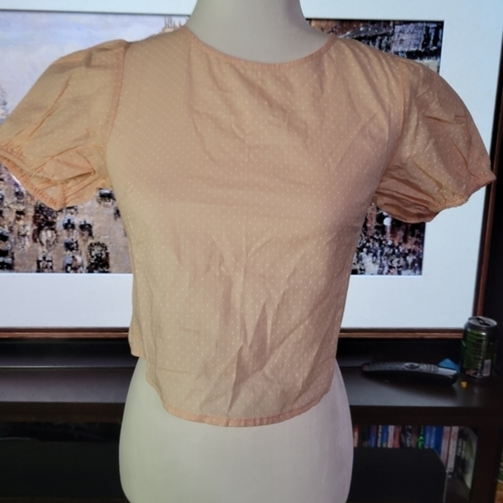 Favlux size Medium crop‎ lace up back shirt